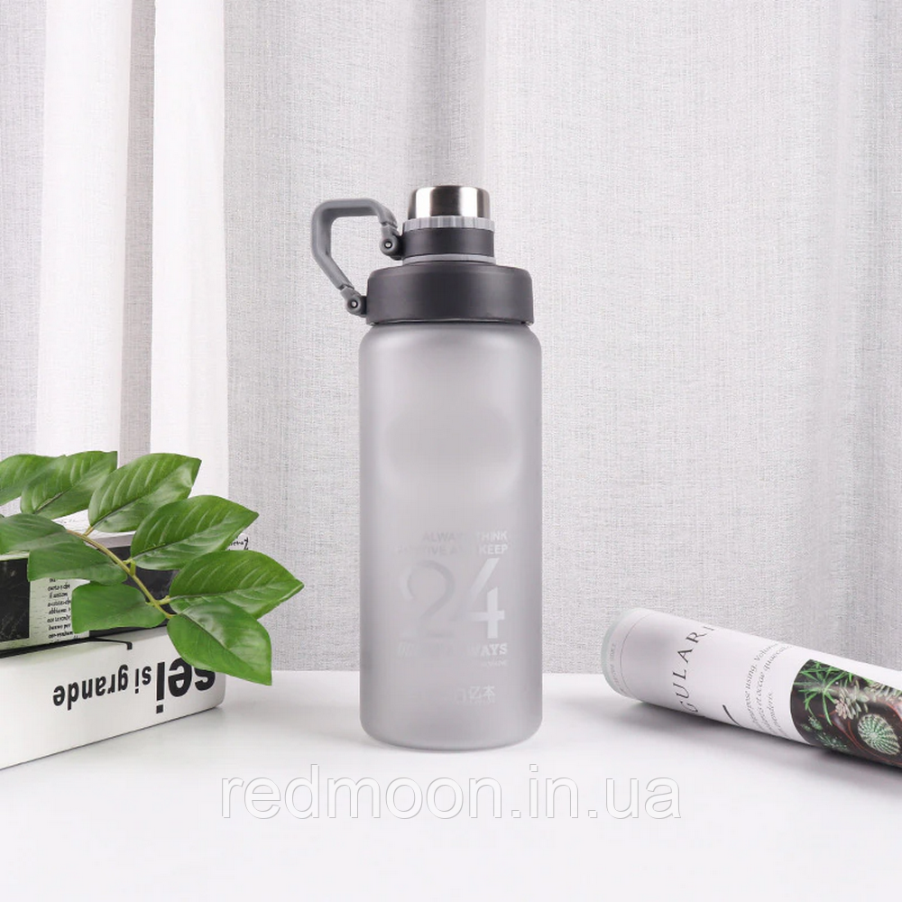 Спортивна пляшка для води 850 мл, EL-1240, Сіра / Пляшечка для залу / Пластикова фляга для води