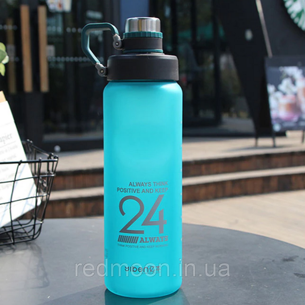 Спортивна пляшка для води 850 мл, EL-1240, Блакитна / Пляшечка для залу / Пластикова фляга для води