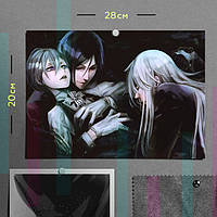 "Себастьян, Сиэль и Гробовщик (Тёмный дворецкий / Black butler)" плакат (постер) размером А4 (28х20см)