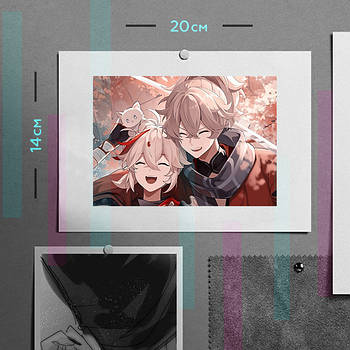 "Каедехара Кадзуха і Томо (Геншин / Genshin)" плакат (постер) розміром А5 (20х14см)
