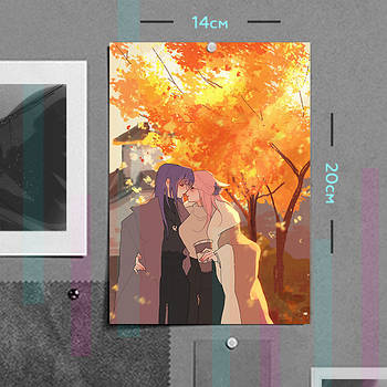 "Гудзі Яе Міко і Сьогун Еі Райден (Геншин / Genshin)" плакат (постер) розміром А5 (14х20см)