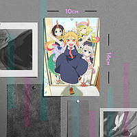 "Тору, Эльма, Кетцалькоатль, Канна (Дракорничная госпожи Кобаяси)" плакат (постер) размером А6 (10х14см)