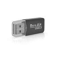 Кардридер универсальный MERLION CRD-1BK TF/Micro SD, USB2.0, Black, OEM Q1500