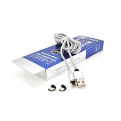 Магнітний кабель PiPo USB 2.0 / Micro / Lighting / Type-C, 2m, 2А, тканинна оплетка, броньований, знімач,