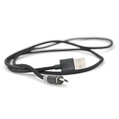 Магнітний кабель USB 2.0 /Micro, 1m, 2А, плюс наконечник на micro, тканинна оплетка, броньований, знімач,