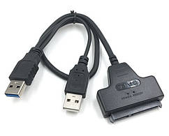 Кабель Usb 3.0 AM + USB 2.0 to SATA black 0.1m для HDD / SSD дисків