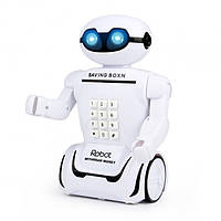 Дитяча скарбничка робот сейф з кодовим замком настільна лампа 3 в 1 Robot Piggy Bank білий