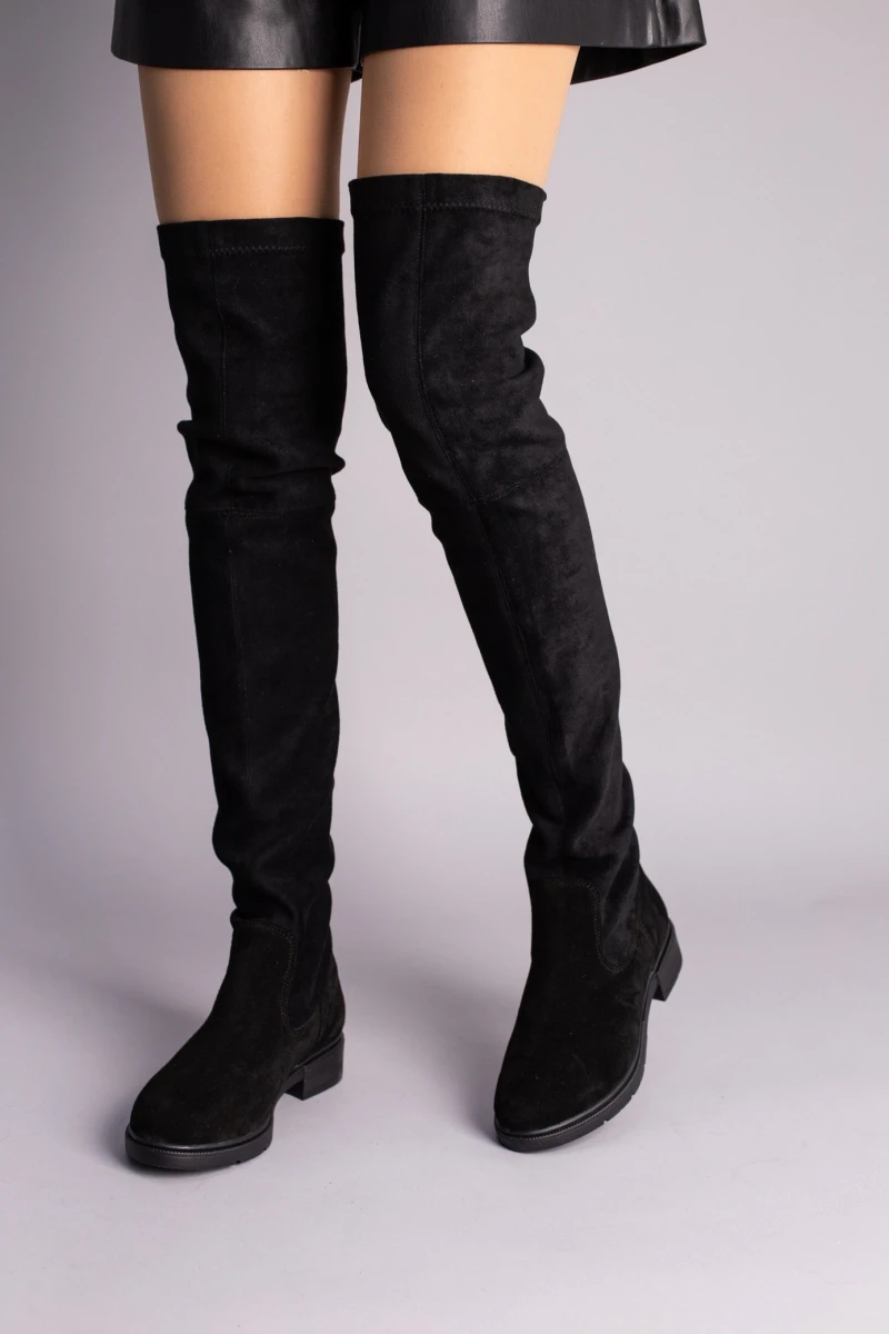 Жіночі демісезонні чоботи-панчохи ShoesBand Чорні натуральні замшеві всередині набивна овчина 39 (25,5 см) (Ѕ67051е)