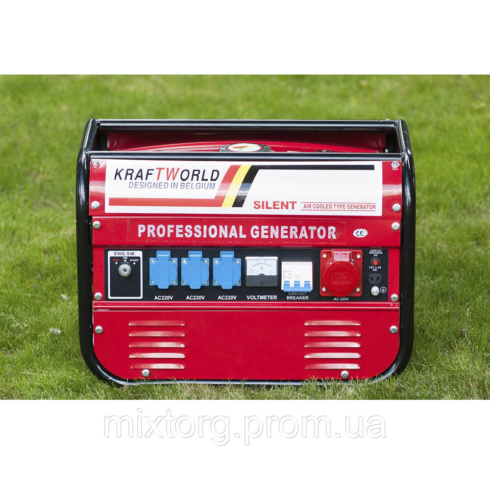 Купить Генератор бензиновый 3-х фазный KraftWorld 4,1 kwt 220/380v МЕДЬ ...