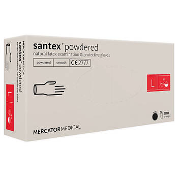 Латексні рукавички Mercator Santex Powdered розмір L кремові (50 пар)