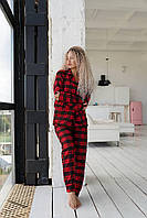 Піжама фланелева жіноча Червона з чорним