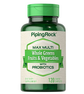 Вітаміни із суперпродуктами та пробіотиками PipingRock Max Whole Greens/Fruits & Vegetables +Probiotics 120 капс