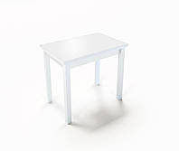 Стол обеденный раскладной АЖУР белый+стекло ультробелое 90х60(120) см
