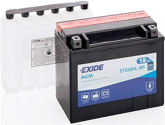 Аккумулятор 18 А/ч 12V 270A AGM АКБ EXIDE ETX20HL-BS = YTX20HL-BS