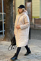 Зимняя куртка oversize для беременных, бежевая M
