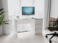 Компьютерный стол (с тремя выдвижными ящиками), стол офисный, стол для школьника цвет Белый