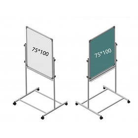 Фліпчарт двосторонній на колесах 75х100 см під крейду або маркер