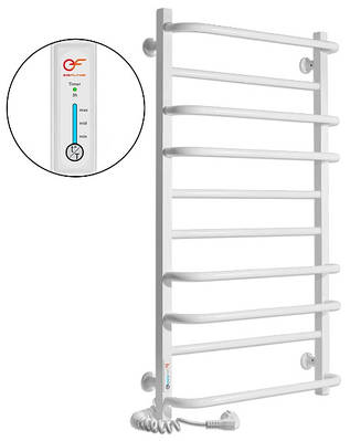 Електрична рушникосушка біла Flyme EF Comfort L з терморегулятором і таймером (ліве підключення)