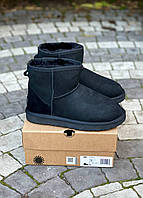 UGG Classic Mini II Boot Black. Угги мини чёрные замша.