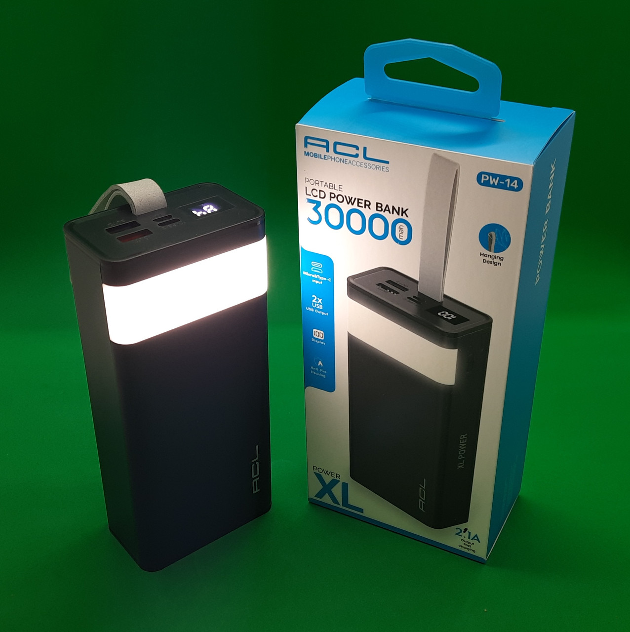 Павербанк PowerBank 30000 mAh із ліхтариком PW-14. Портативна батарея. Універсальний зарядний пристрій