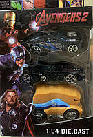 Набор металлических машинок Avengers 3 штуки
