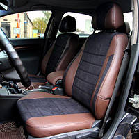 Чехлы на сиденья из экокожи и антары ВАЗ Samara 2115 1997-2012 EMC-Elegant Коричневый + Черный + Черный