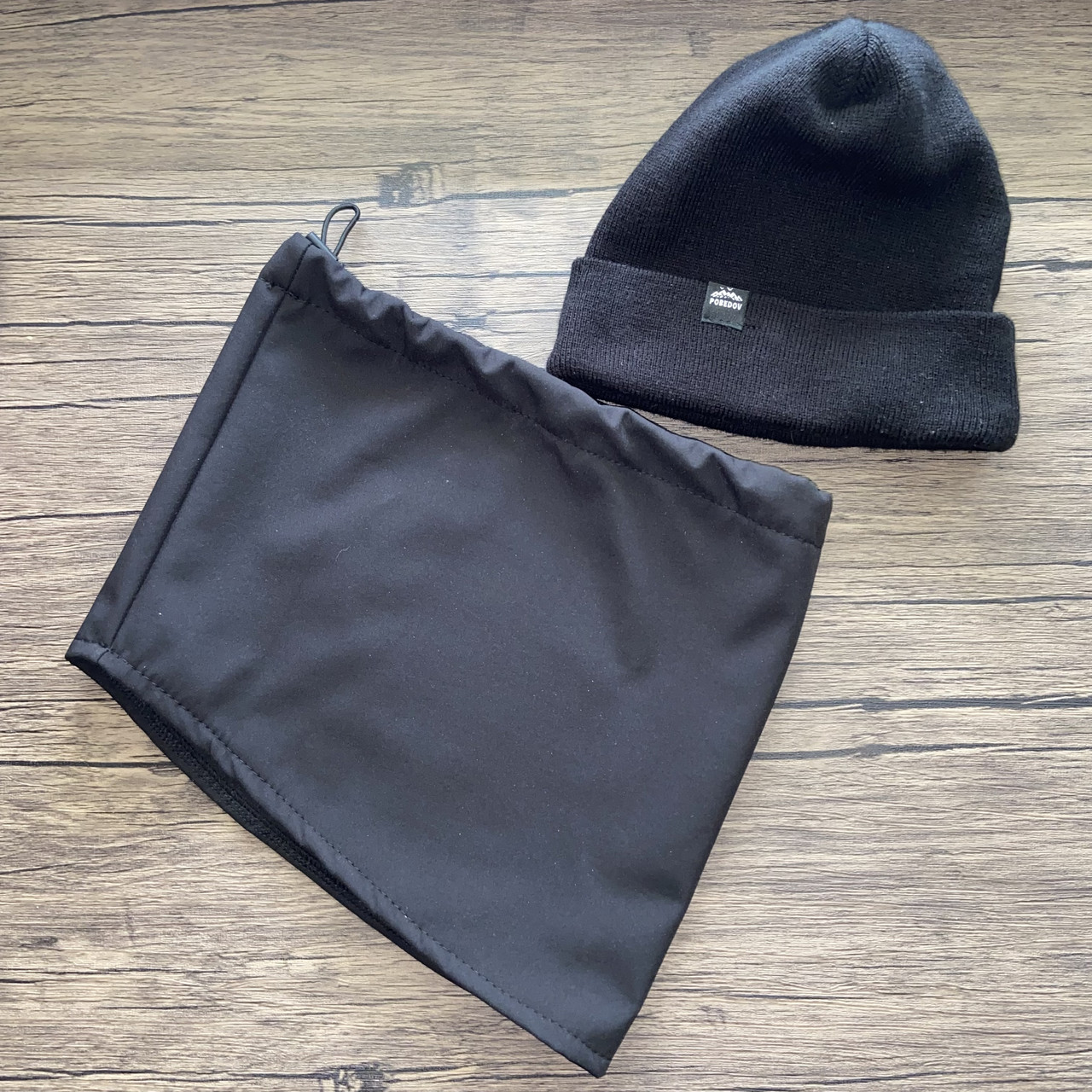 Комплект шапка + баф (хомут) теплий зимовий 2в1. Живе фото, фото 1