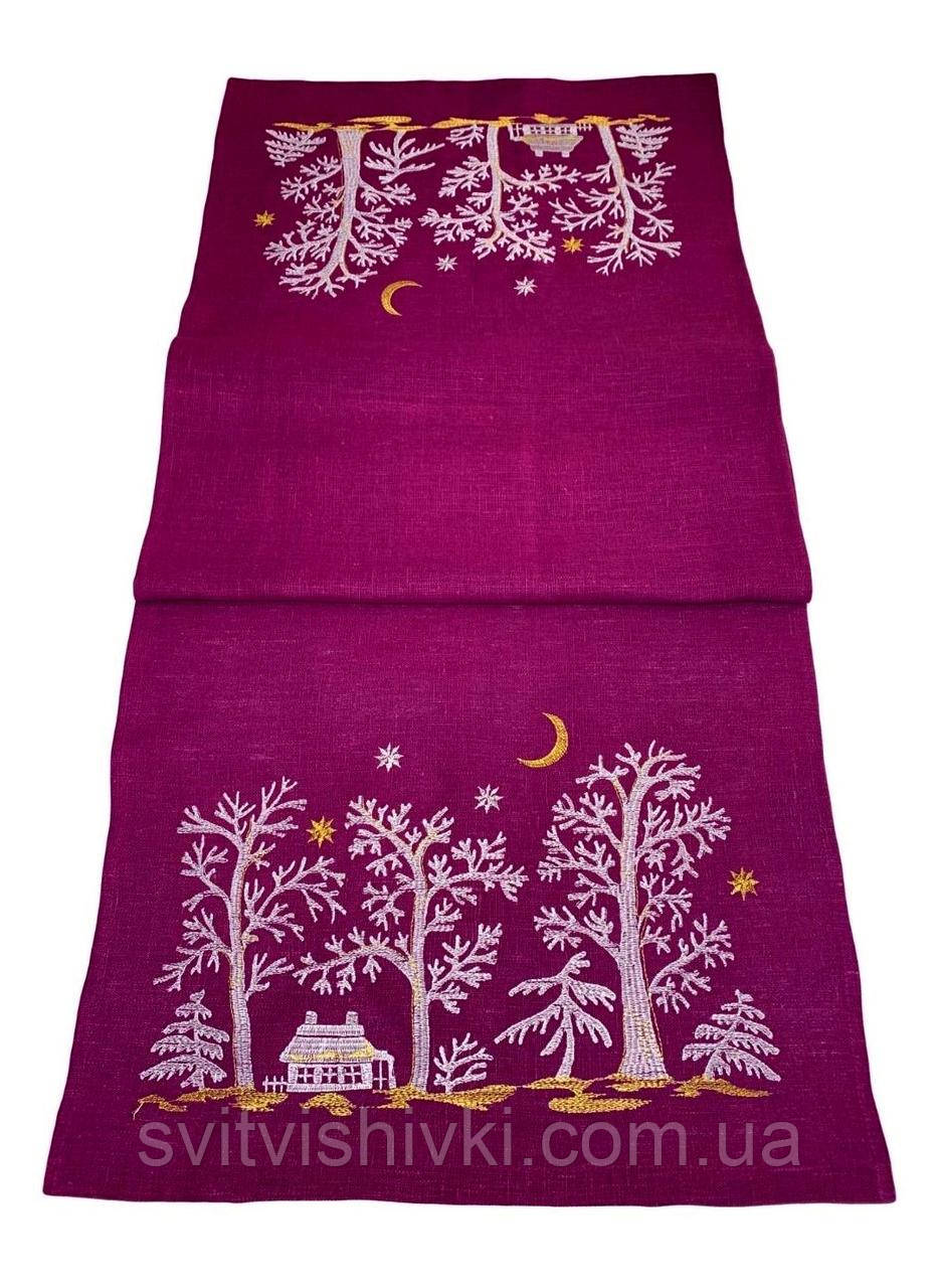 Доріжка лляна вишита "Зимова казка" (1,4м.*0,48м.)