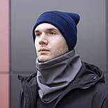Комплект шапка + баф (хомут) теплий зимовий 2в1. Живе фото, фото 2
