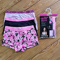 Комплект трусики-шортики для девочки из 3 штук, возраст 3-4 года, цвет розовый, черный