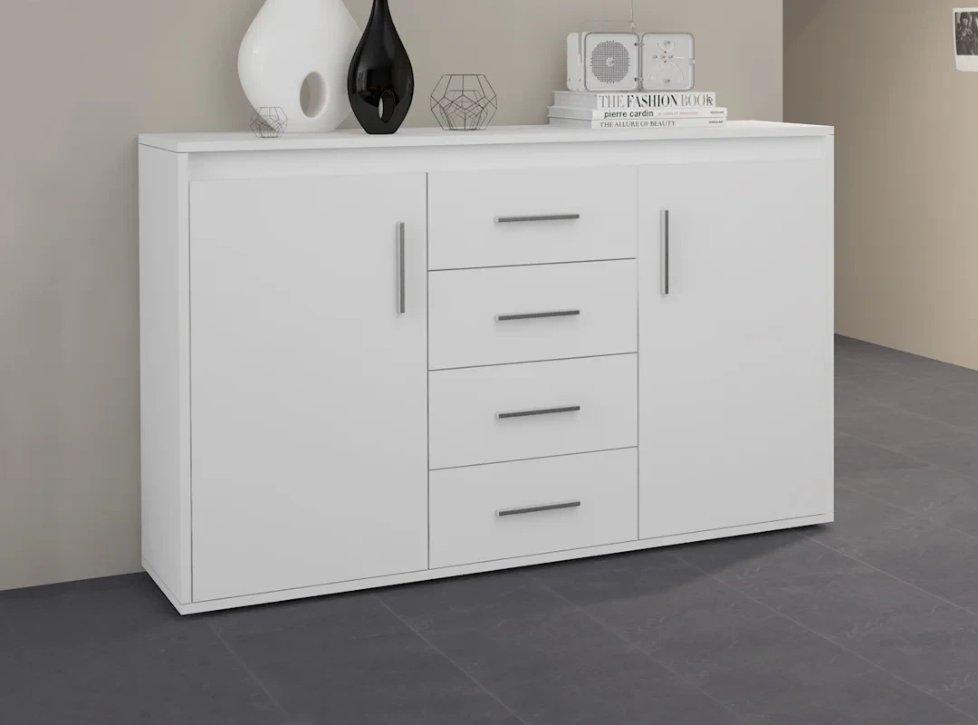 Комод широкий для вітальні / передпокою / коридору Texas TX7 Accord, колір білий платиновий