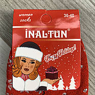 Новорічні шкарпетки жіночі махрові бавовна Inaltun, Туреччина, розмір 36-40, асорті, 08466, фото 3