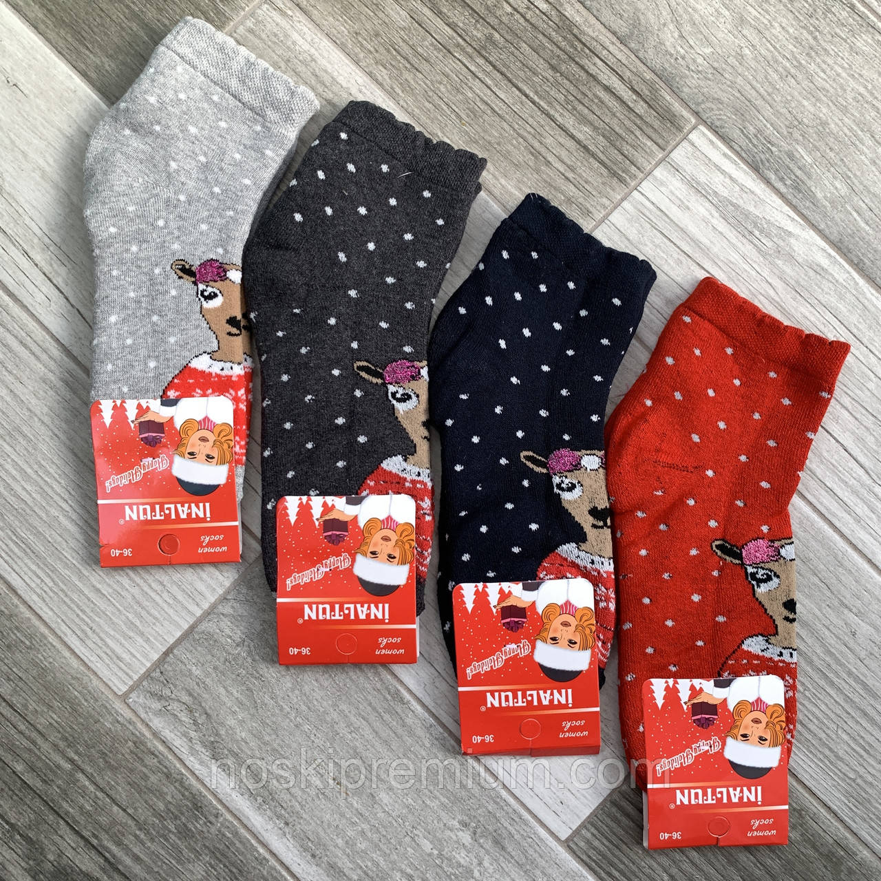 Новорічні шкарпетки жіночі махрові бавовна Inaltun, Туреччина, розмір 36-40, асорті, 08465, фото 1