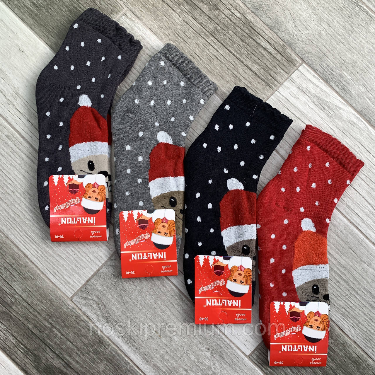 Новорічні шкарпетки жіночі махрові бавовна Inaltun, Туреччина, розмір 36-40, асорті, 08466, фото 1