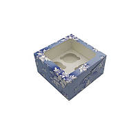 Коробка для капкейков на 4 шт. снежинки 3D (10шт/уп)