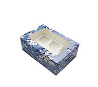 Коробки для капкейков на 6 шт. снежинки 3D (10шт/уп)