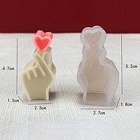 Силіконова форма Finding Молд свічка рука серце Білий 5.2 см x 2.7 см х 1.8 см