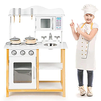 Детская деревянная кухня игрушечная Ecotoys TK040A для детей от 3 лет белого цвета