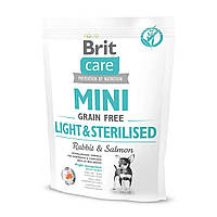 Сухой корм для собак миниатюрных пород Brit Care Mini GF Light & Steril (лосось и кролик) 400 г