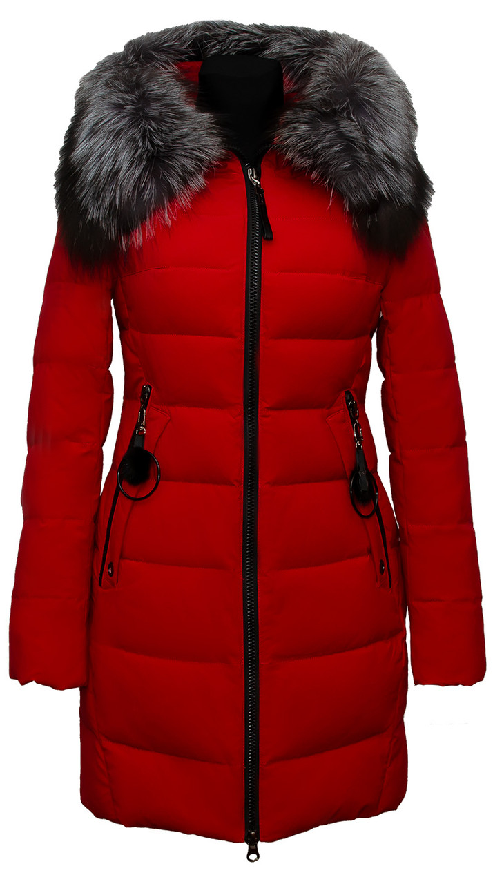 Купить Зимнее пальто с натуральным мехом. Женское. Красное от компании ...