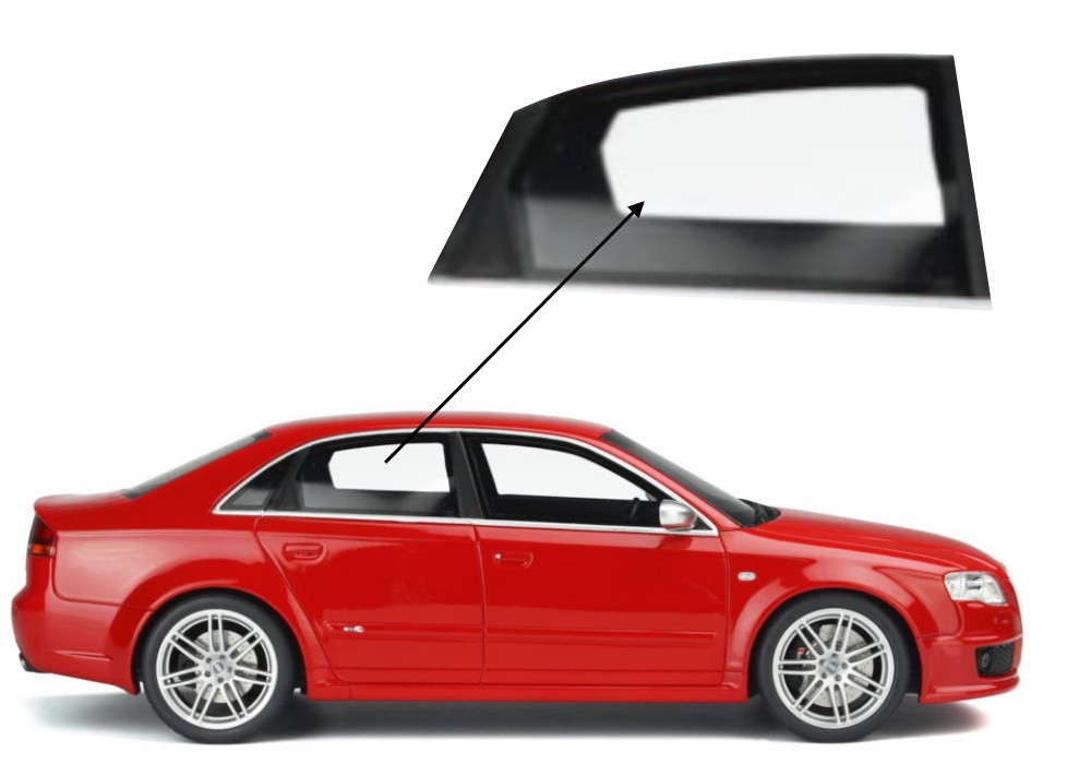 Бічне скло Audi A4 2001-2008 задніх дверей праве