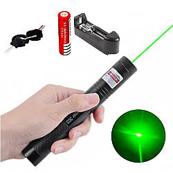 Лазерний покажчик з насадками Laser pointer YL - 303 / Лазерна указка / Лазер зелений