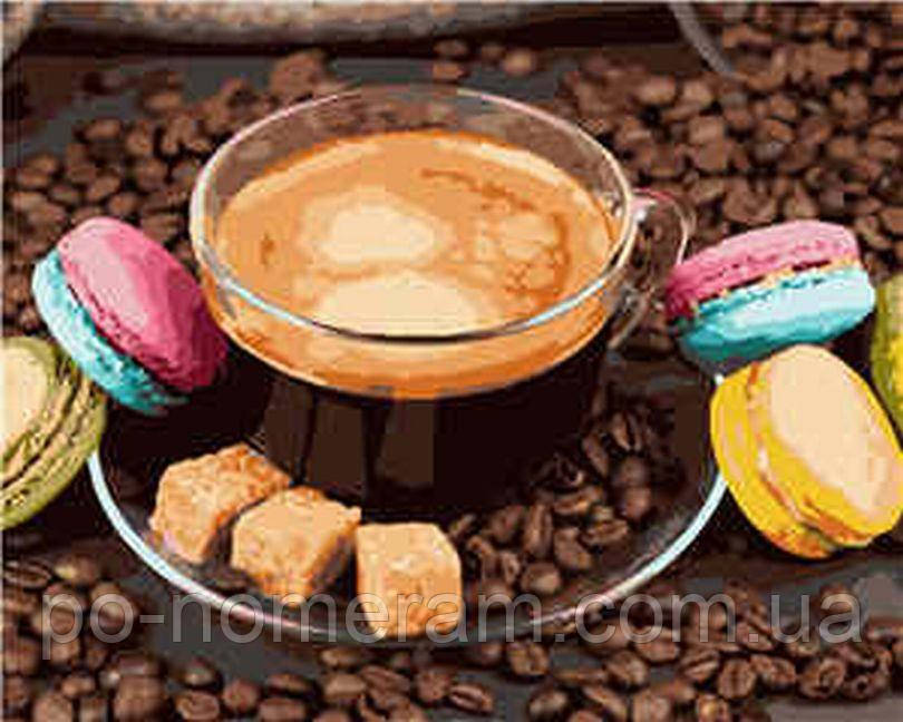 Акційна Картина по цифрам Strateg Кава з макарунами (SR-VA-1217) 40 х 50 см, фото 1