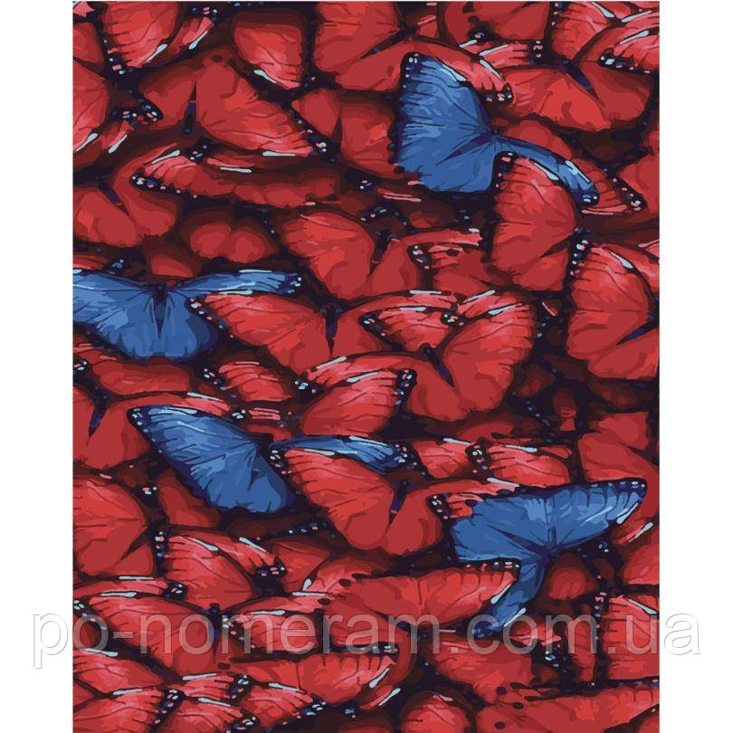 Акційна Картина за номерами Strateg Червоні метелики (із золотою фарбою) (SR-SY6414) 40 х 50 см, фото 1