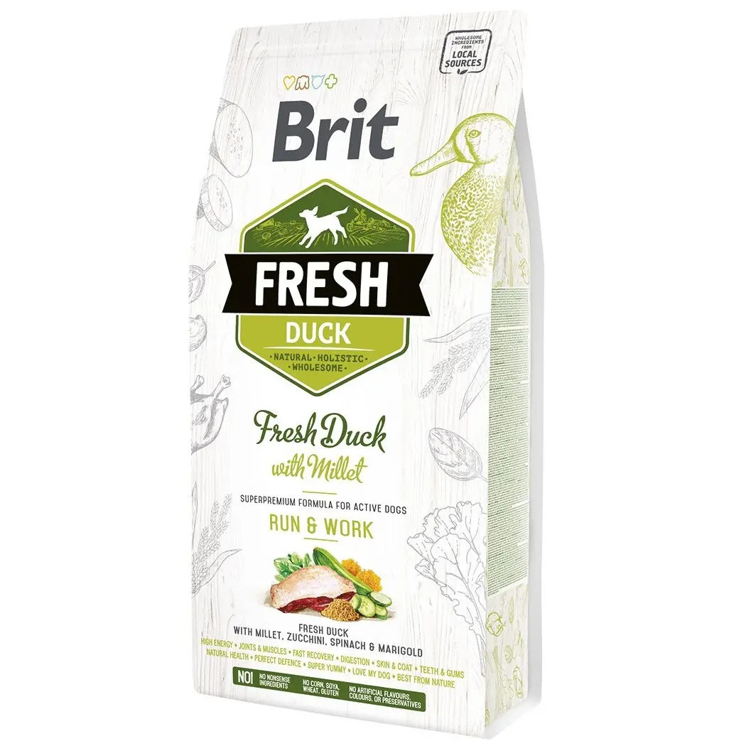 Сухий корм для активних собак усіх порід Brit Fresh Duck with Millet (качка) 2.5 кг