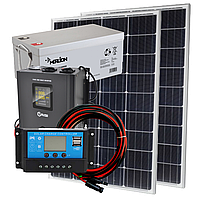 1,6 кВт автономная солнечная станция Резерв-300 компакт с инвертором 1600Вт чистый синус АКБ 100Ач-2шт