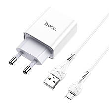 Мережевий зарядний пристрій Hoco C81A 1 USB 2.1A Micro білий