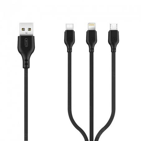 Кабель 3-в-1 XO NB103 3 in 1 a usb cable Black, фото 1