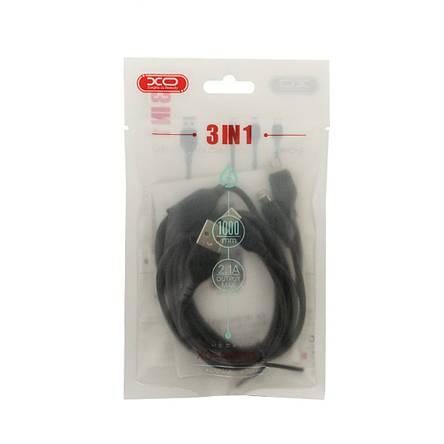 Кабель 3-в-1 XO NB103 3 in 1 a usb cable Black, фото 3