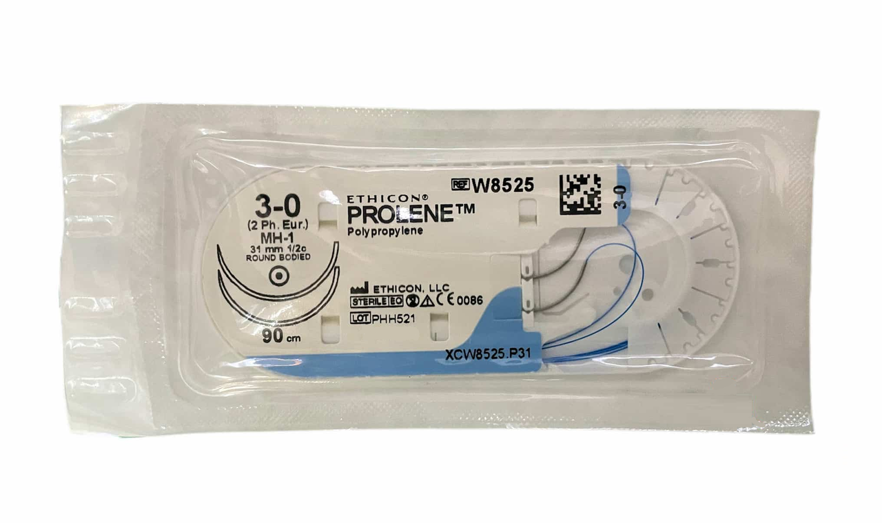 Хірургічна нитка Ethicon Пролен (Prolene) 3/0, довжина 90 см, 2 шт. кільк. голка 31 мм, W8525